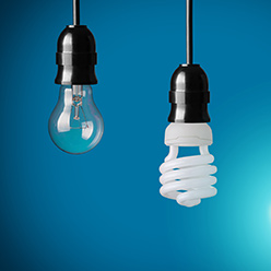 photo of conventional and energy efficiency light bulbs