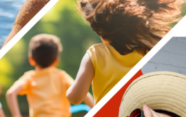 image showing three photographs depicting children in camp environments