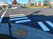 crosswalk with white lines at Clares street and 41st avenue