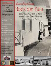 2024 Santa Cruz County History Fair poster showing the Santa Cruz Mission building