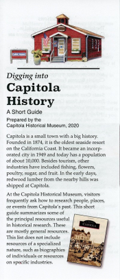 Pamphlet on locating resources for doing historical research about Capitola