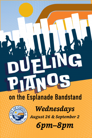 Graphic image promoting Dueling Pianos concerts in 2026